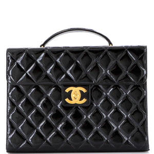 Vintage CC Briefcase Quilted Patent Large