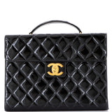 Vintage CC Briefcase Quilted Patent Large