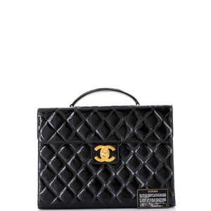 Vintage CC Briefcase Quilted Patent Large