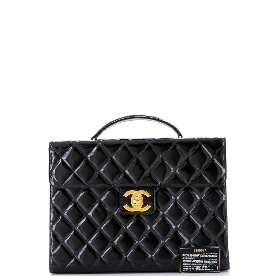 Vintage CC Briefcase Quilted Patent Large