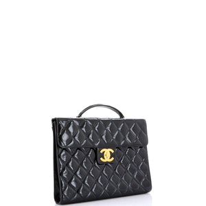 Vintage CC Briefcase Quilted Patent Large