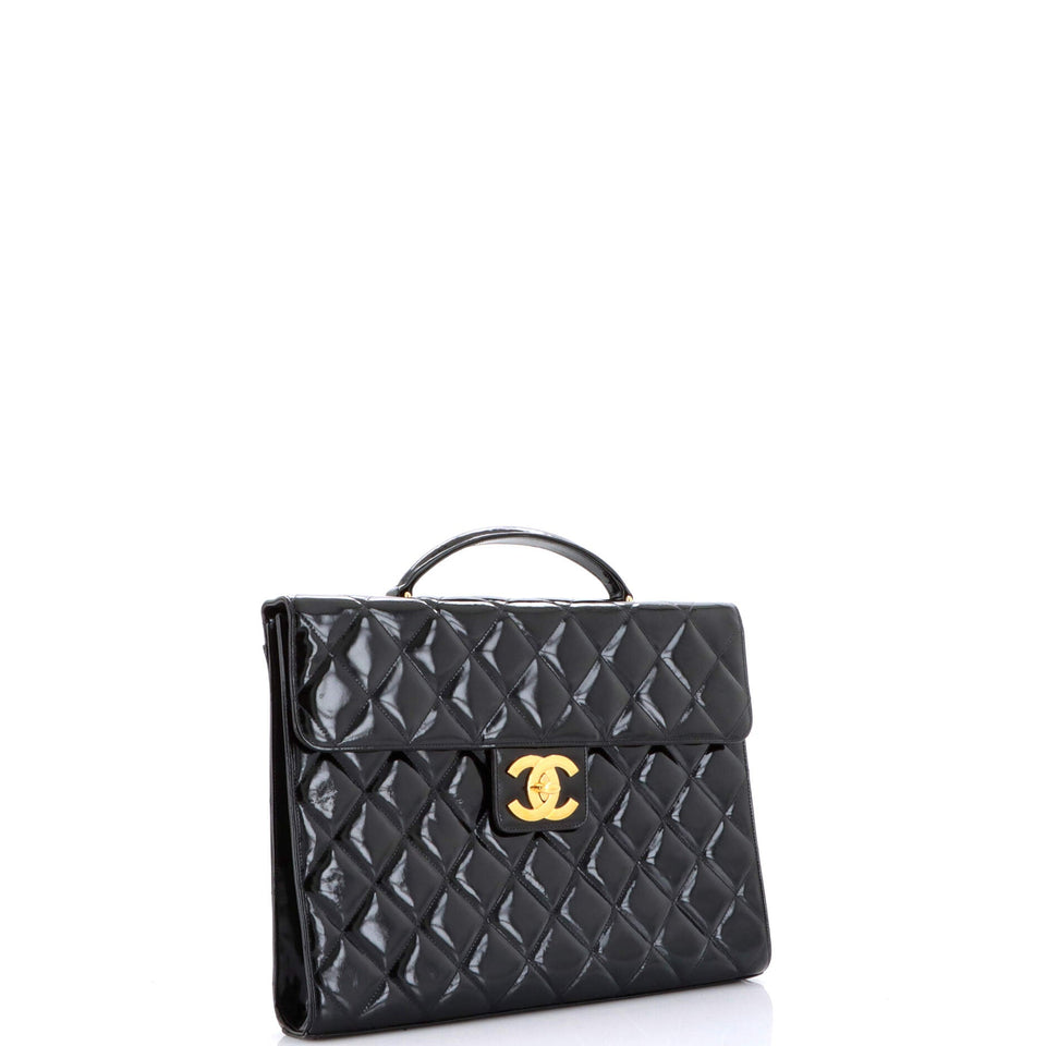Vintage CC Briefcase Quilted Patent Large
