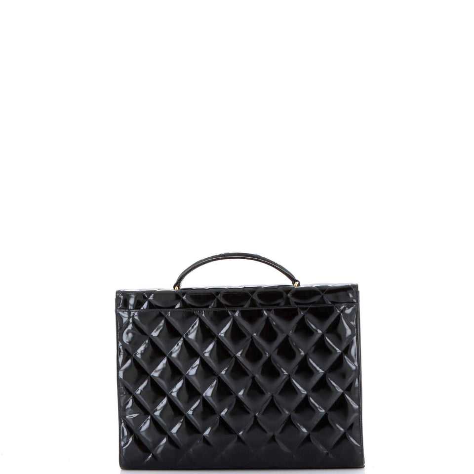 Vintage CC Briefcase Quilted Patent Large