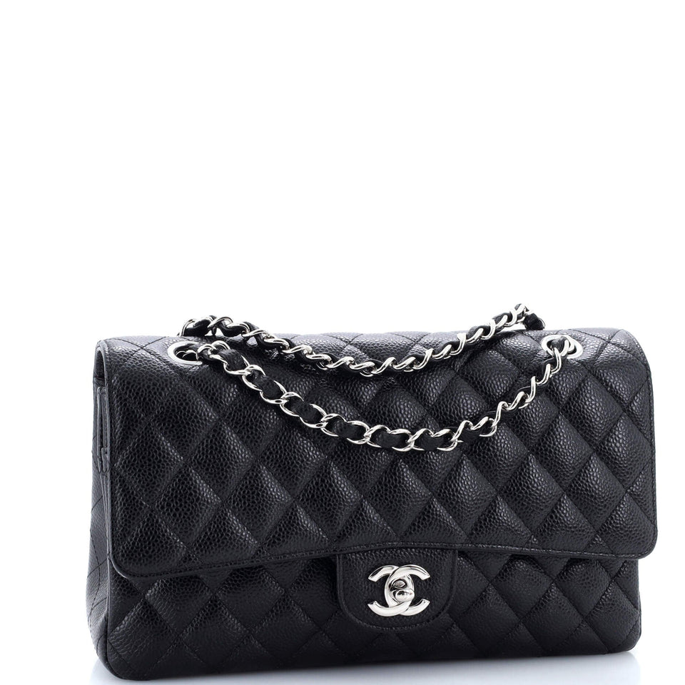 Classic Double Flap Bag Quilted Caviar Medium