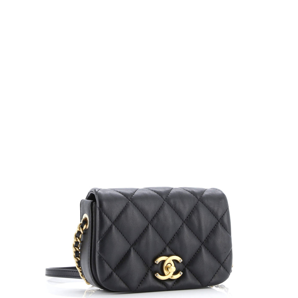Nailed CC Full Flap Bag Quilted Calfskin Mini