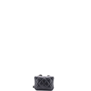 So Black Classic Flap Charm Chain Belt Bag Quilted Lambskin Mini
