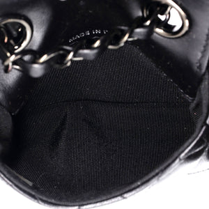 So Black Classic Flap Charm Chain Belt Bag Quilted Lambskin Mini