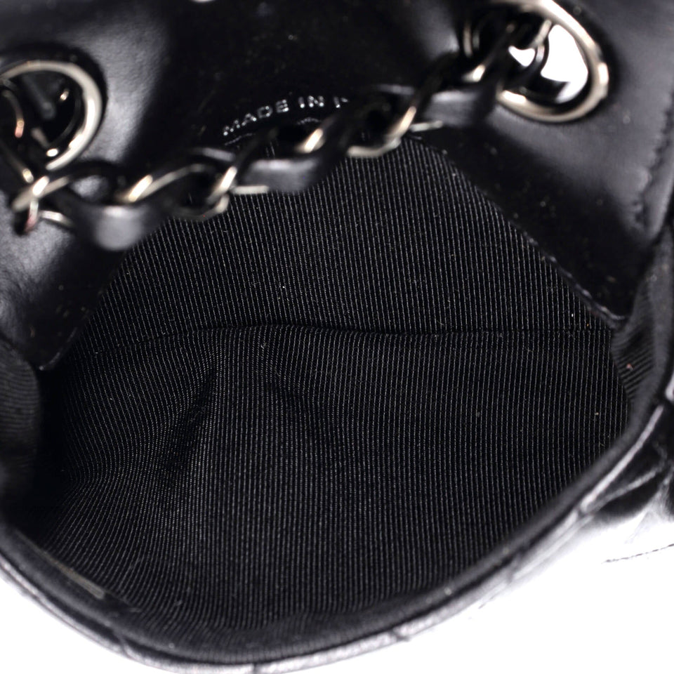 So Black Classic Flap Charm Chain Belt Bag Quilted Lambskin Mini
