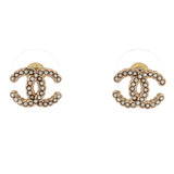 CC Stud Earrings Metal with Faux Pearls