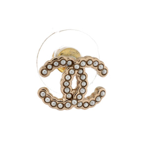 CC Stud Earrings Metal with Faux Pearls