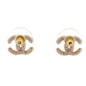 CC Stud Earrings Metal with Faux Pearls