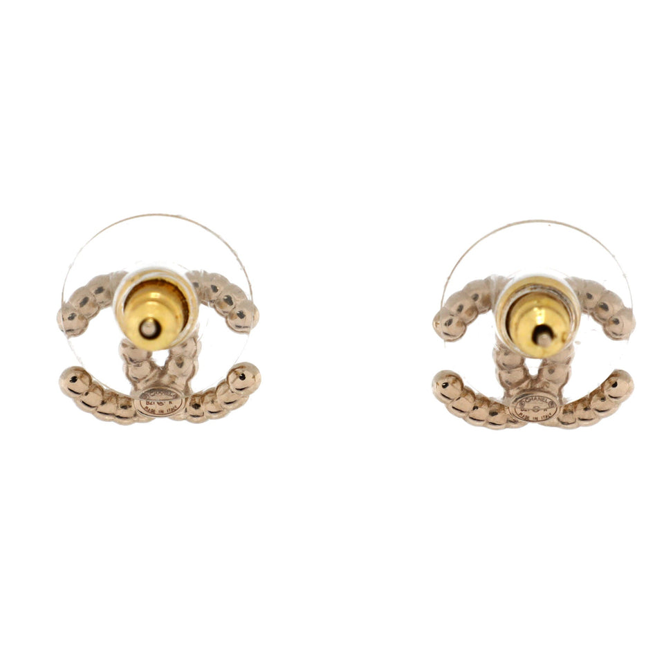 CC Stud Earrings Metal with Faux Pearls