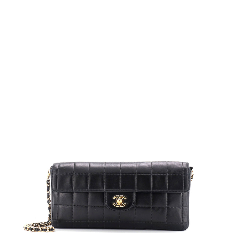 Chocolate Bar Flap Bag Quilted Lambskin East West