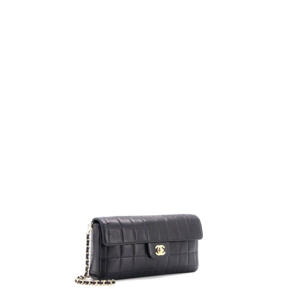 Chocolate Bar Flap Bag Quilted Lambskin East West