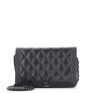 So Black Boy Wallet on Chain Quilted Caviar