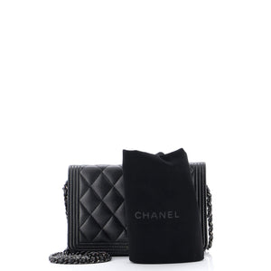 So Black Boy Wallet on Chain Quilted Caviar