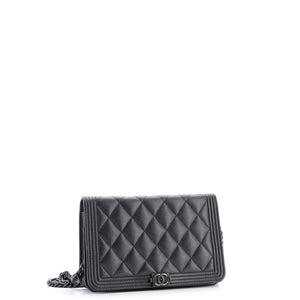 So Black Boy Wallet on Chain Quilted Caviar