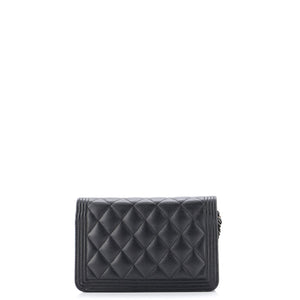 So Black Boy Wallet on Chain Quilted Caviar