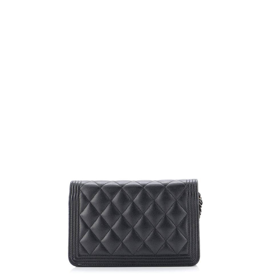 So Black Boy Wallet on Chain Quilted Caviar