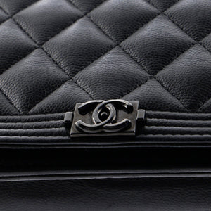 So Black Boy Wallet on Chain Quilted Caviar