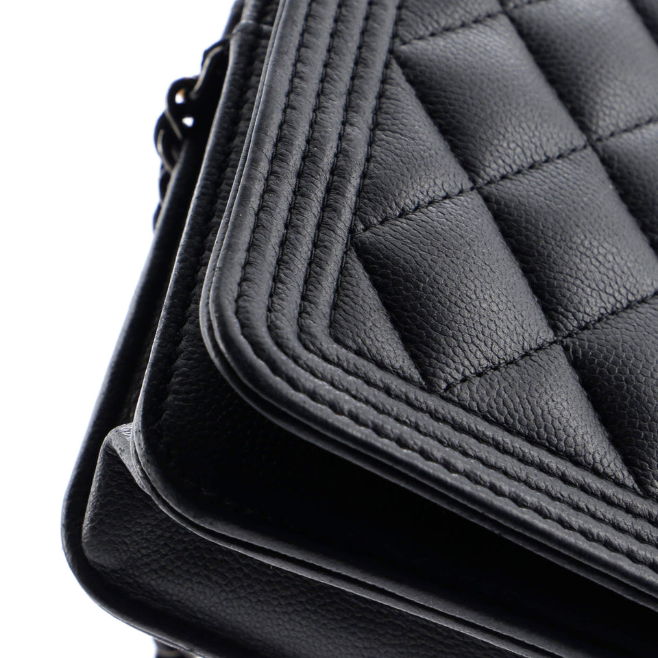 So Black Boy Wallet on Chain Quilted Caviar