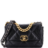 19 Flap Bag Quilted Shiny Crumpled Calfskin Medium