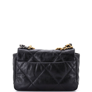 19 Flap Bag Quilted Shiny Crumpled Calfskin Medium
