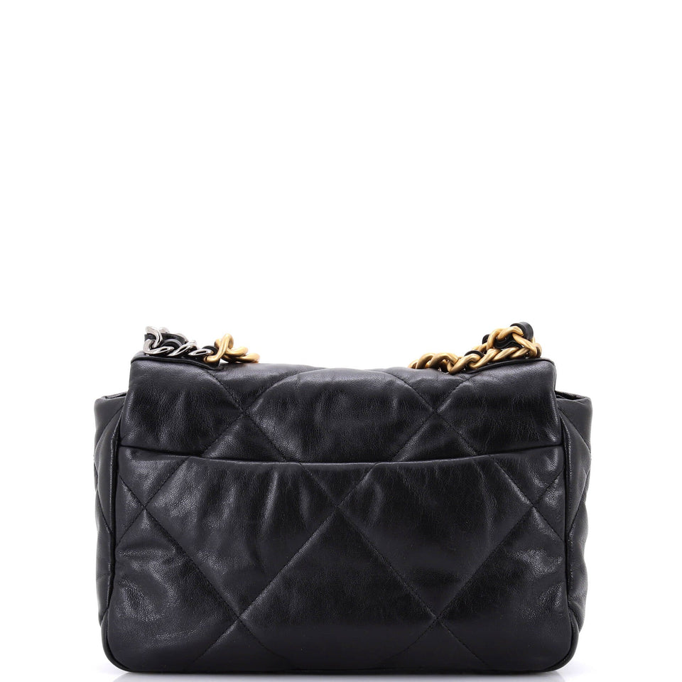 19 Flap Bag Quilted Shiny Crumpled Calfskin Medium