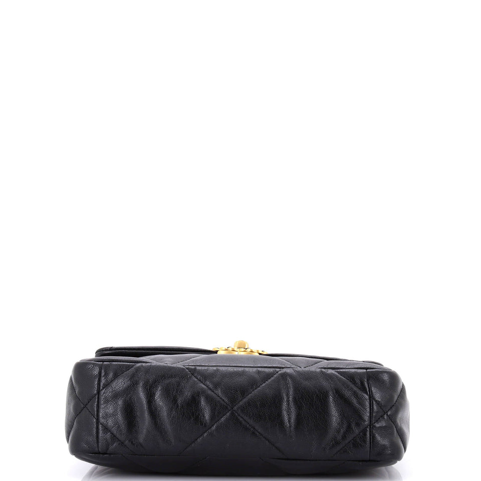 19 Flap Bag Quilted Shiny Crumpled Calfskin Medium