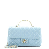 Strass On Top Logo Flap Bag Quilted Lambskin Small