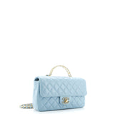 Strass On Top Logo Flap Bag Quilted Lambskin Small