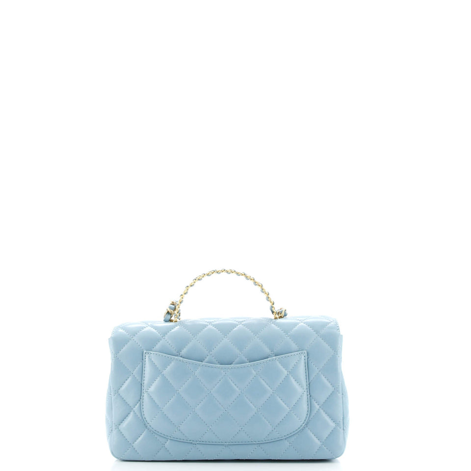 Strass On Top Logo Flap Bag Quilted Lambskin Small