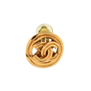 Vintage CC Round Cutout Clip-On Earrings Metal