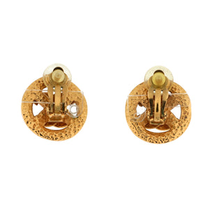 Vintage CC Round Cutout Clip-On Earrings Metal