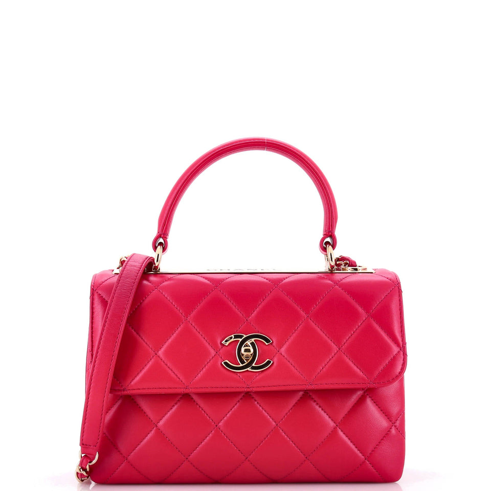 Trendy CC Top Handle Bag Quilted Lambskin Small