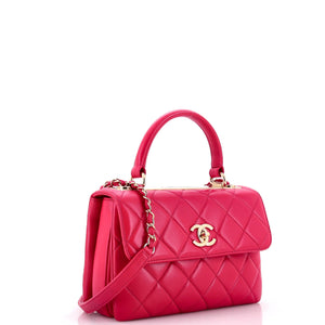 Trendy CC Top Handle Bag Quilted Lambskin Small