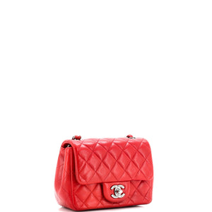 Square Classic Single Flap Bag Quilted Lambskin Mini