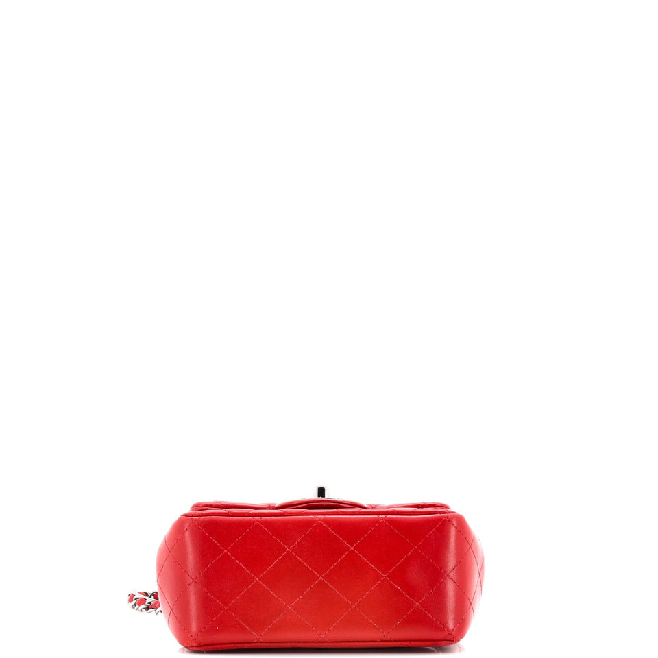 Square Classic Single Flap Bag Quilted Lambskin Mini