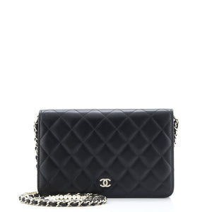 Pearl Strap Wallet on Chain Quilted Lambskin