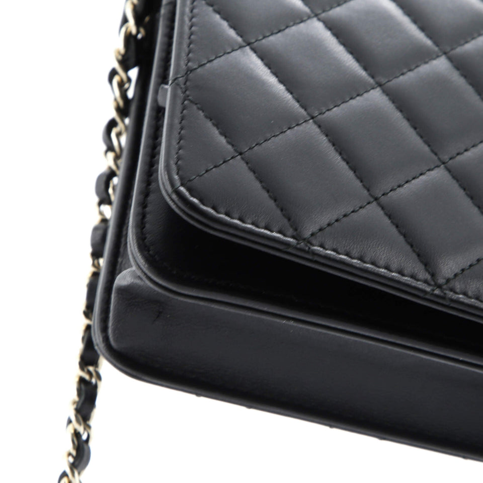 Pearl Strap Wallet on Chain Quilted Lambskin