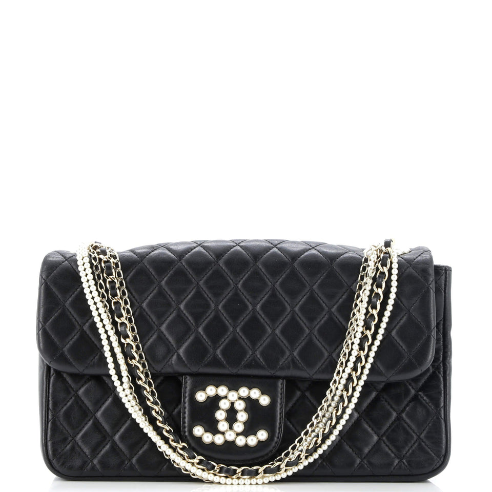 Westminster Pearl Chain Flap Bag Quilted Lambskin Medium