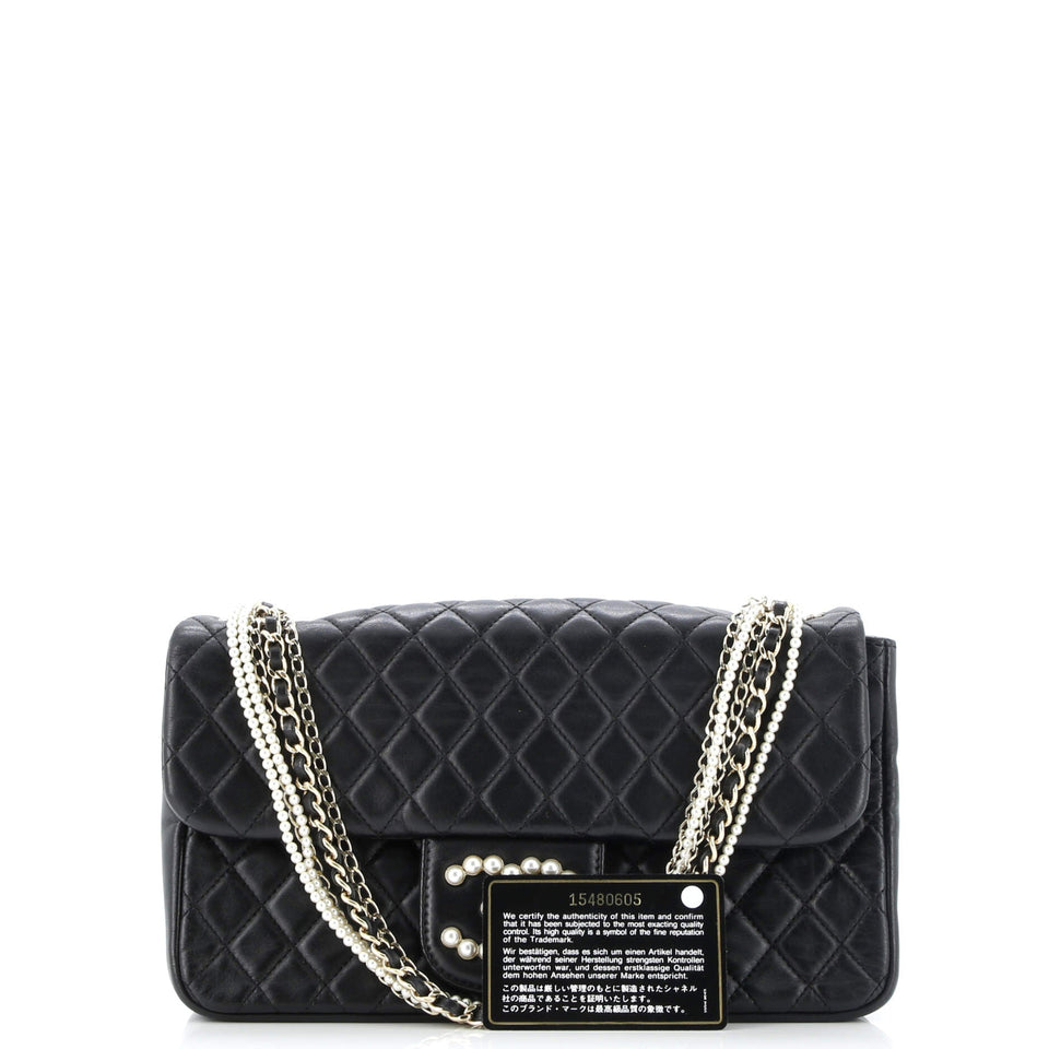 Westminster Pearl Chain Flap Bag Quilted Lambskin Medium