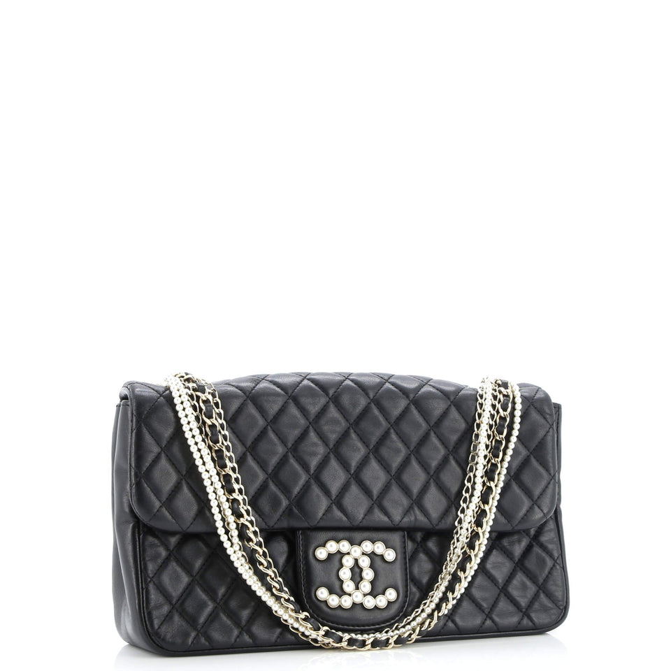 Westminster Pearl Chain Flap Bag Quilted Lambskin Medium