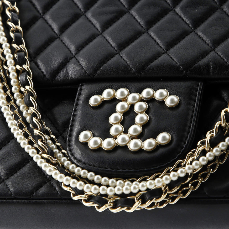 Westminster Pearl Chain Flap Bag Quilted Lambskin Medium