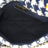 19 Flap Bag Quilted Houndstooth Tweed and Ribbon Medium