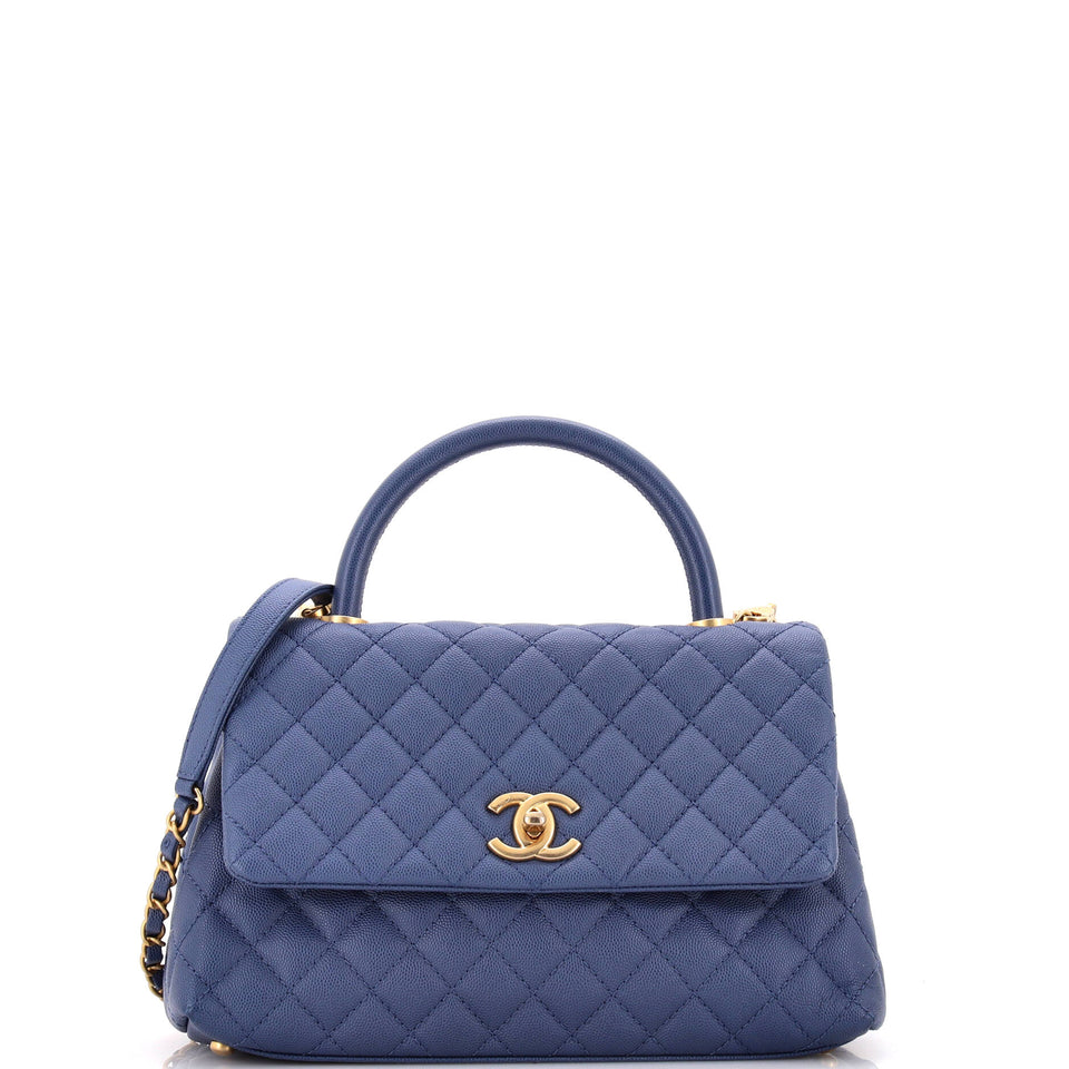 Coco Top Handle Bag Quilted Caviar Small