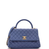 Coco Top Handle Bag Quilted Caviar Small