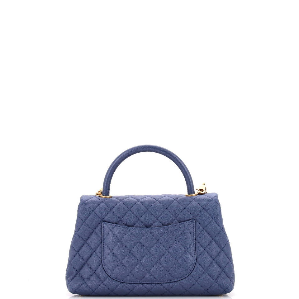 Coco Top Handle Bag Quilted Caviar Small