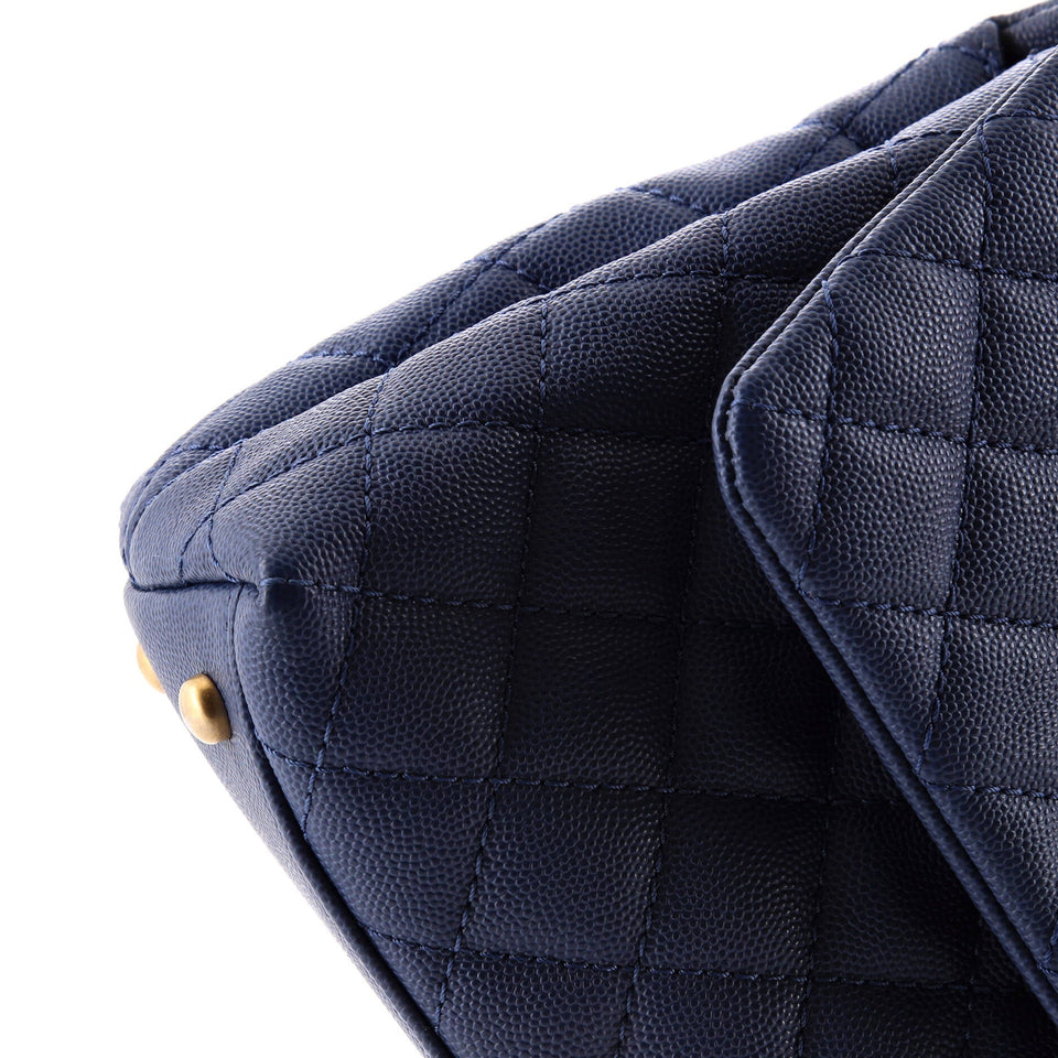 Coco Top Handle Bag Quilted Caviar Small
