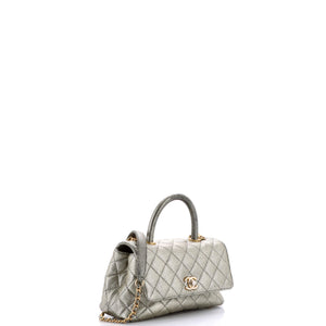 Coco Top Handle Bag Quilted Iridescent Caviar Mini